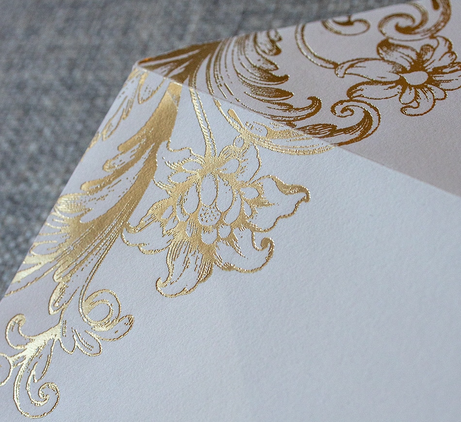 Gold foil on envelope