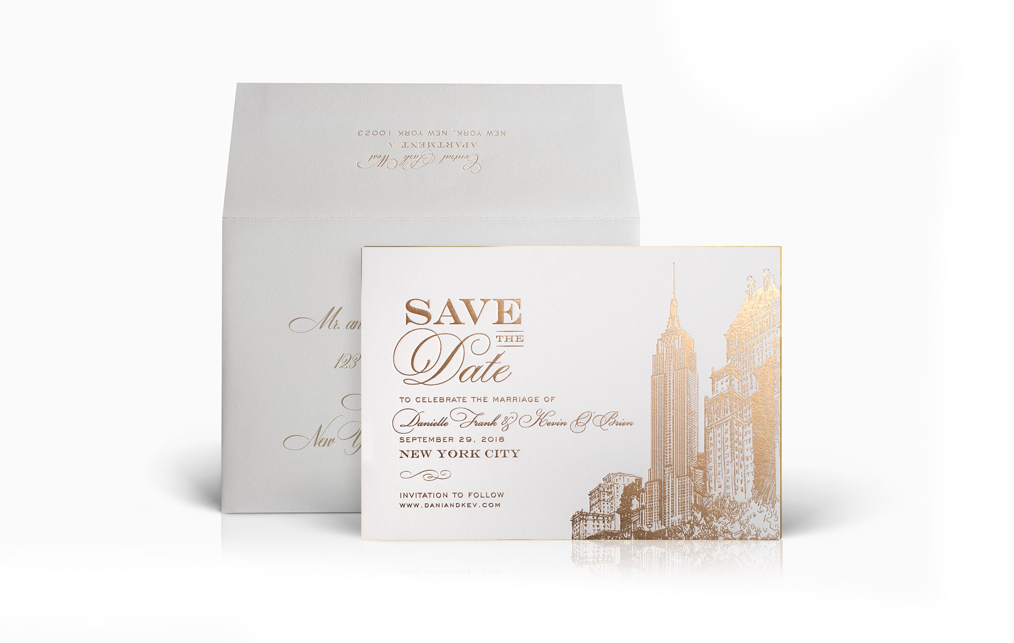 Save the Date with the skyline of New York