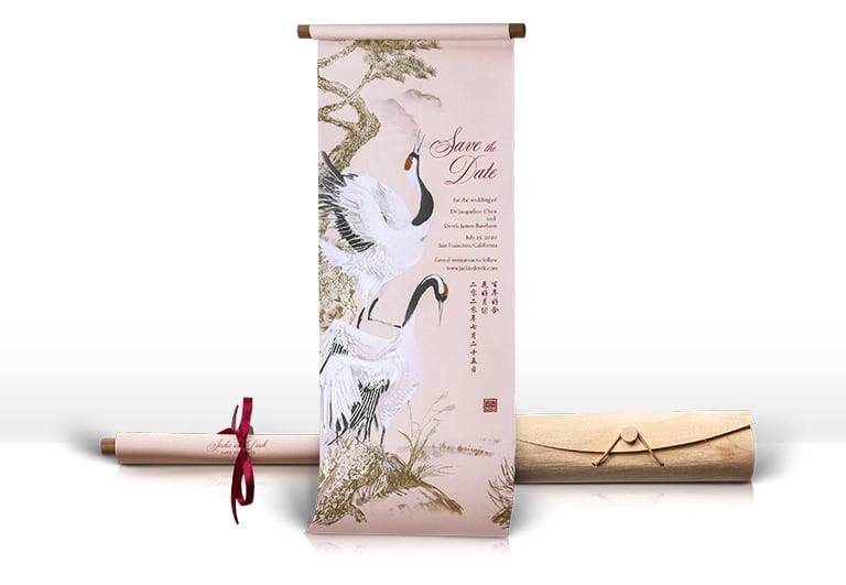 Chinese scroll save the date
