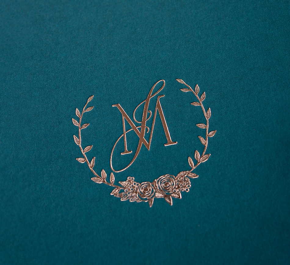 Rose gold foil monogram