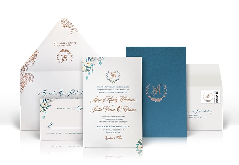 Rustic floral wedding invitation