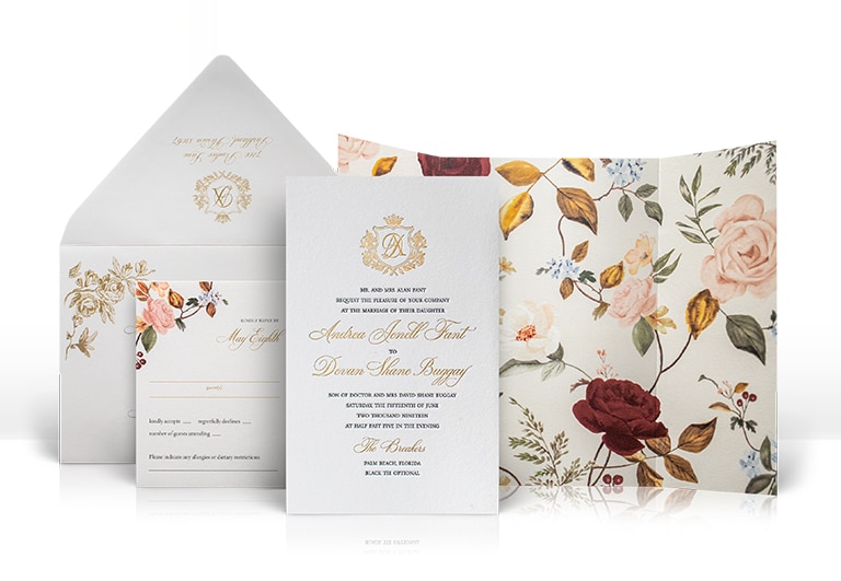 Watercolor floral wedding invitation