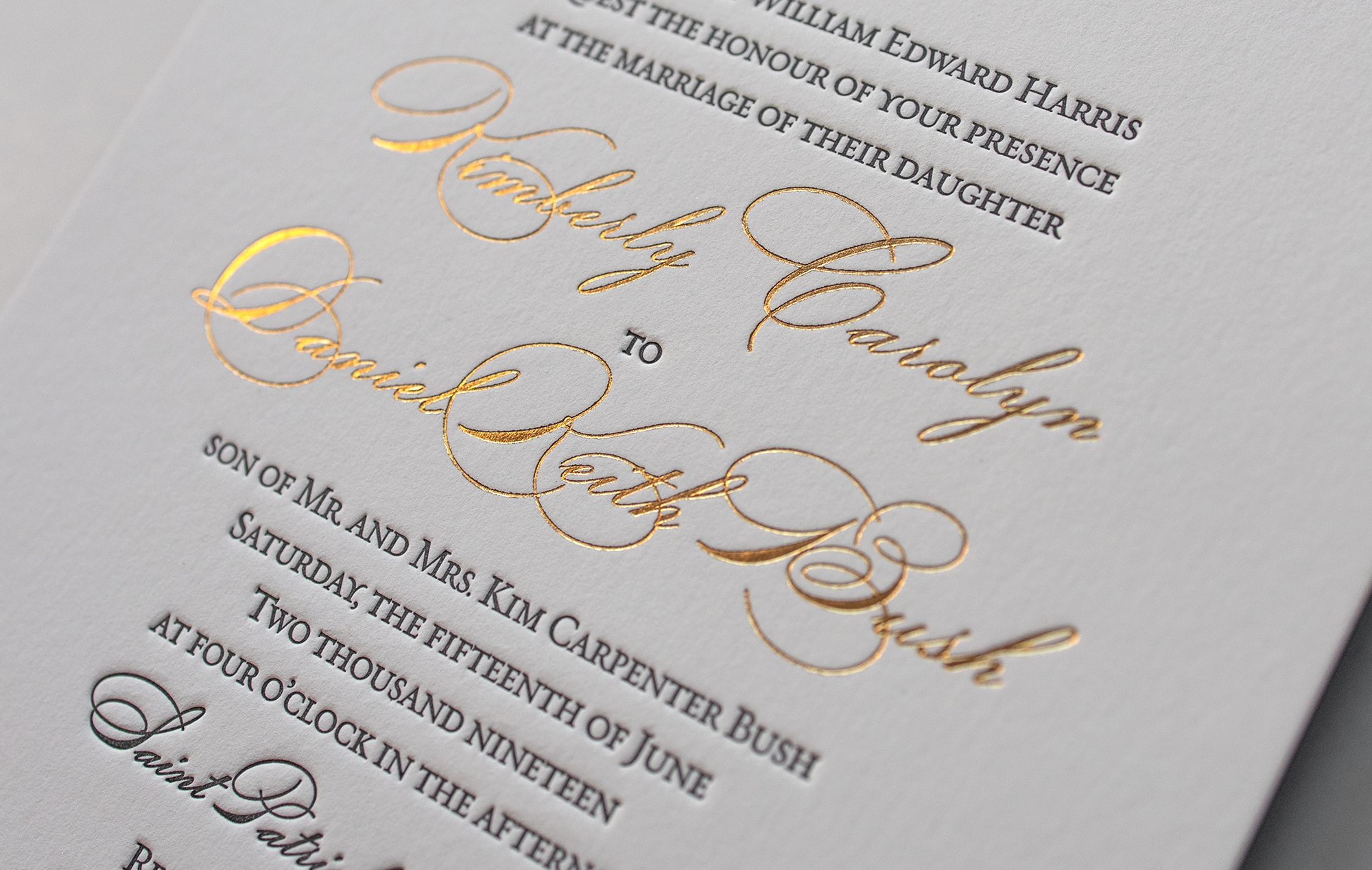 Gold calligraphy script