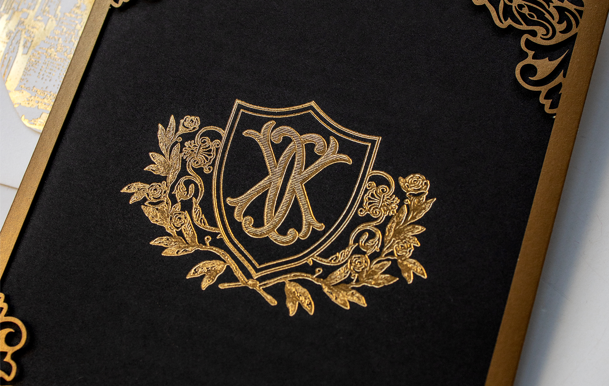 Gold foil crest monogram