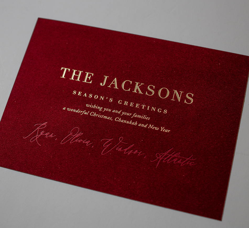 Red velvet holiday card detail