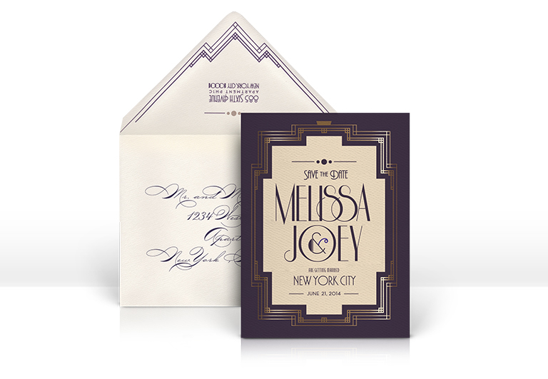 Purple and Gold Deco Save the Date