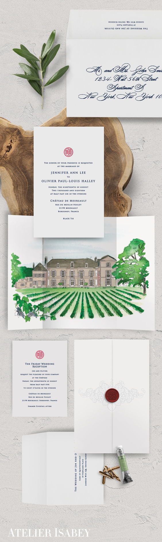 French Chateau Wedding Invitation
