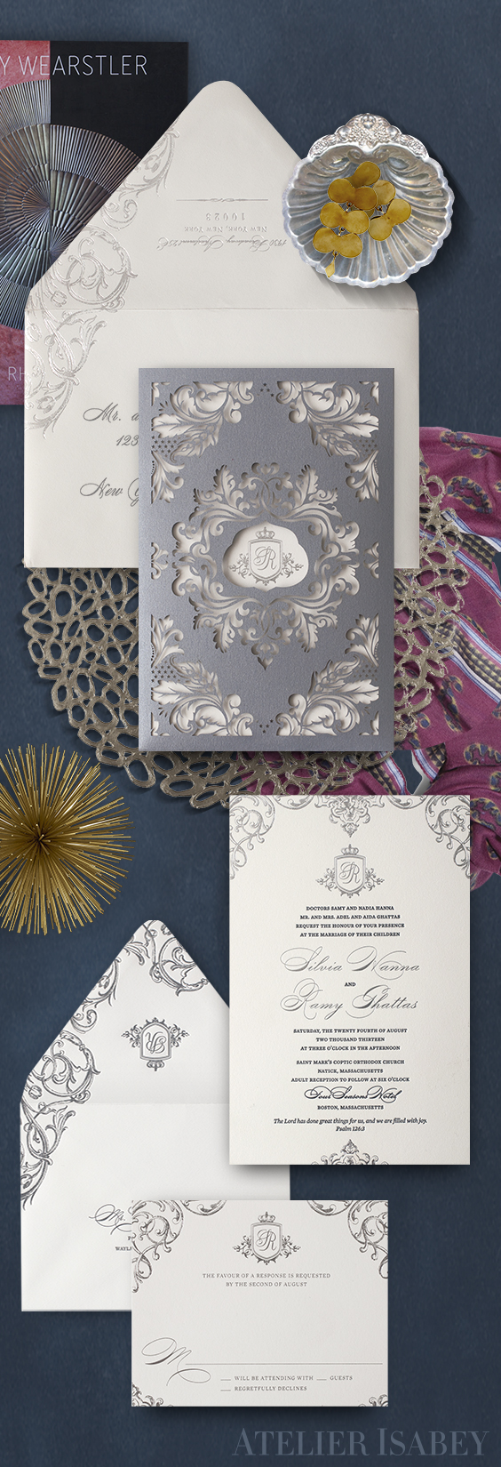 Silver Laser Cut Wedding Invitation